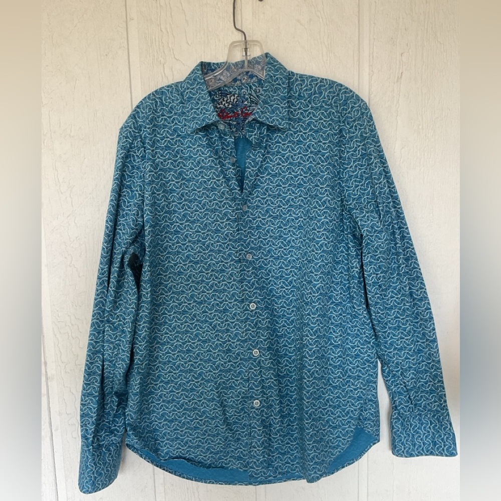 Robert Graham Canterbury Men’s Casual Shirt Blue Abstract Print Shirt Medium